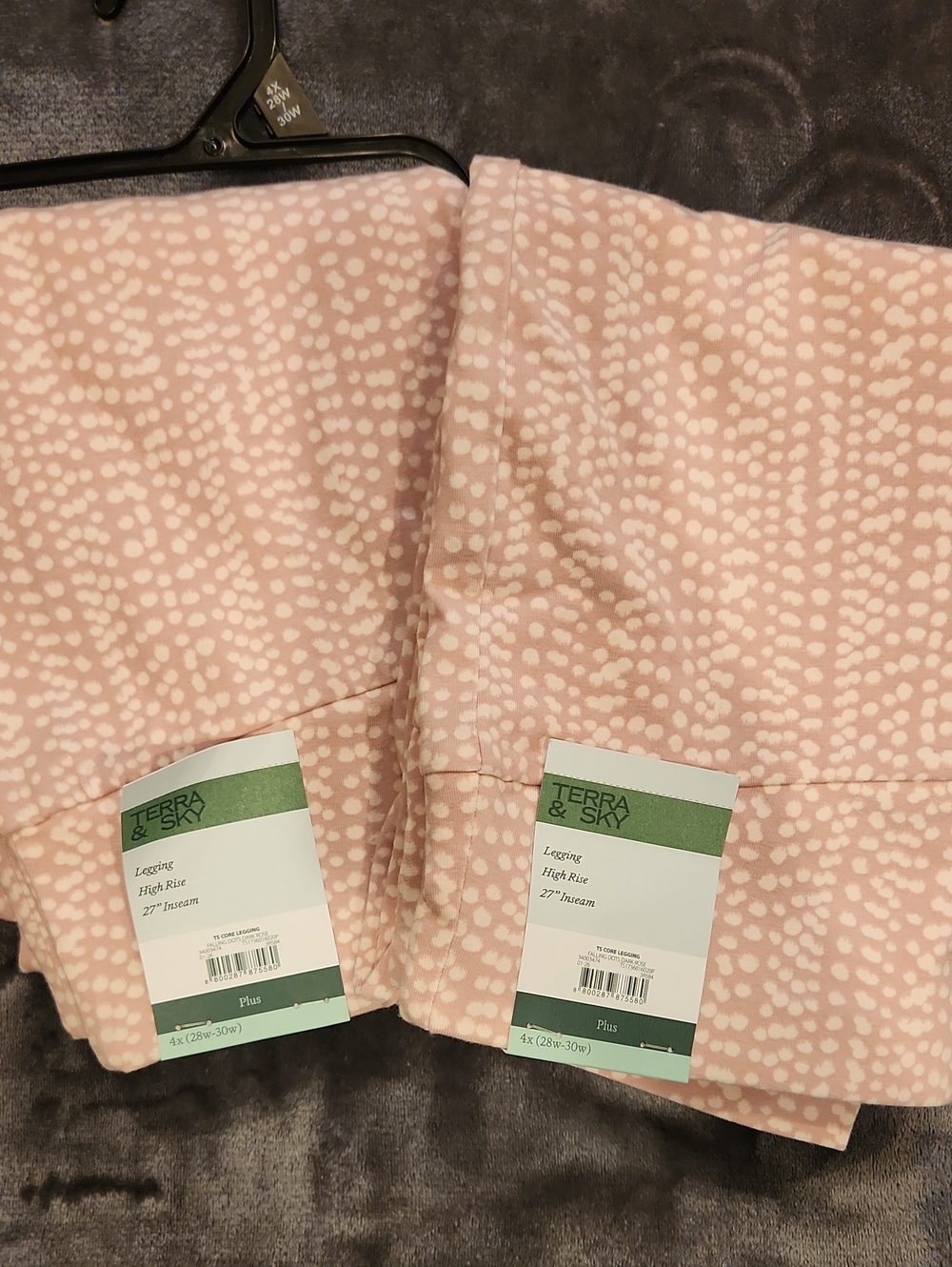 2 Pair- Size 4X--Womens Terra & Sky Pink Dot Leggings
